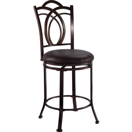 Calif Counter Stool in Coffee Brown Leatherette & Metal